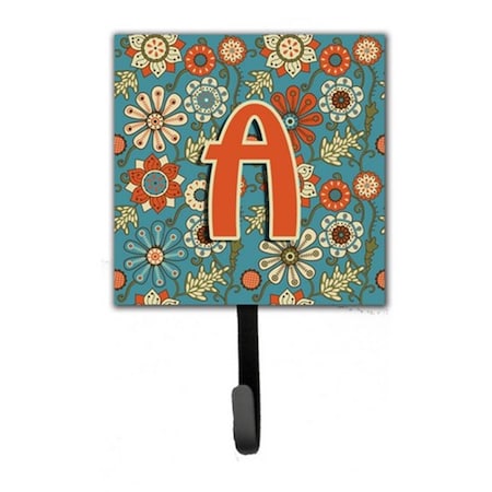 Jensendistributionservices Letter A Flowers Retro Blue Leash & Key Holder MI1718256